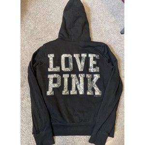 VS PINK Bling Fur Lined Zip Up Hoodie
